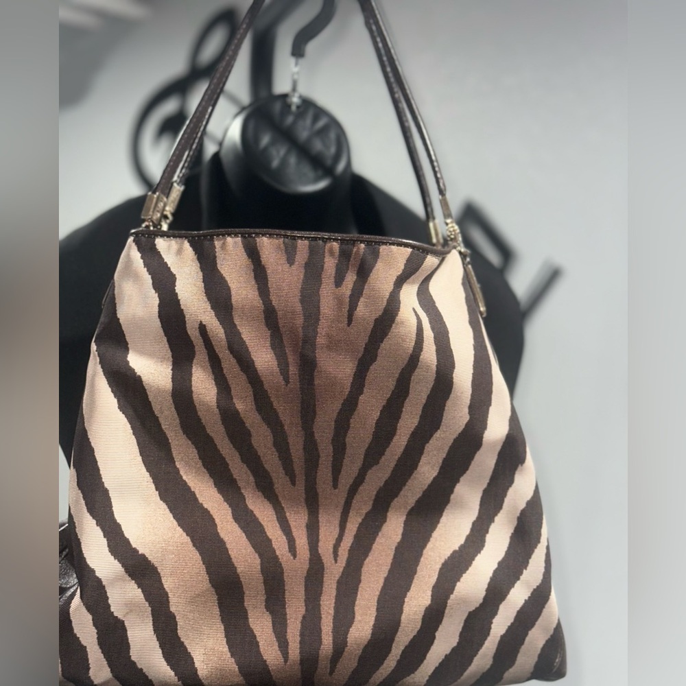 Coach Brown and Tan Hobo Bag with Zebra Print - Picture 3 of 14